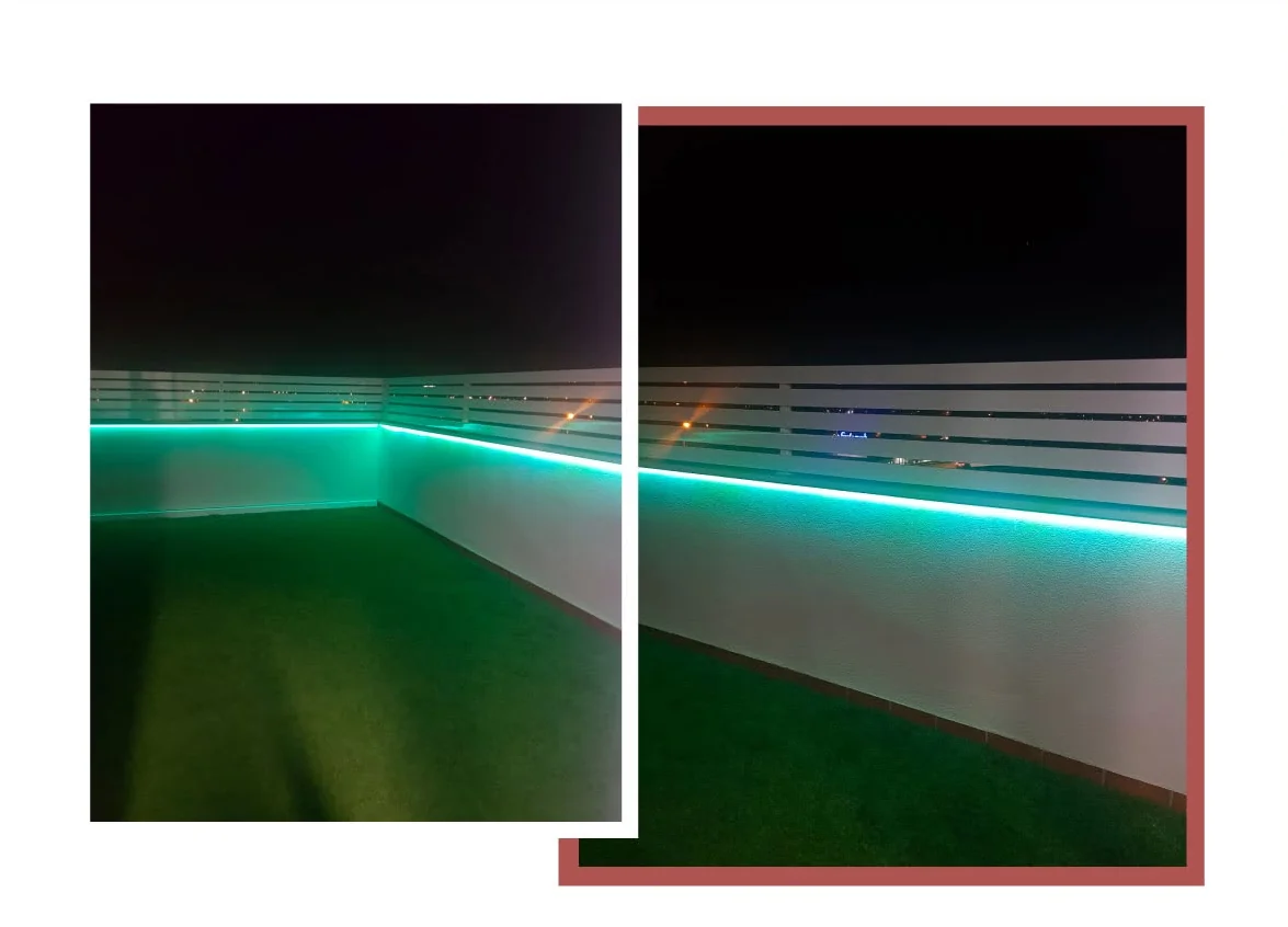 Verja de aluminio con iluminación LED integrada, fabricada a medida